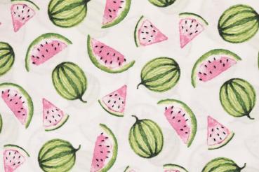 Baumwolle Bedruckt Wassermelone auf Weiß